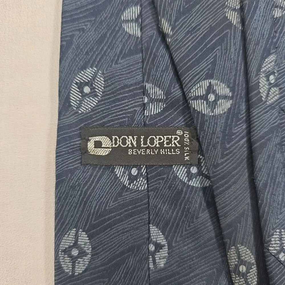 Don Loper Beverly Hills Men's Blue Geometric Tie 100% Silk Designer